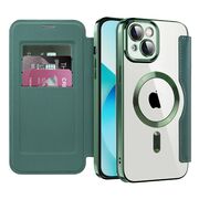 Husa pentru  iPhone 13 EliteBook Executive Tip Carte cu Protectie RFID, Compatibilitate MagSafe si protectie lentile Transparent - Verde