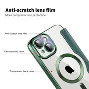 Husa pentru  iPhone 13 EliteBook Executive Tip Carte cu Protectie RFID, Compatibilitate MagSafe si protectie lentile Transparent - Verde