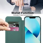 Husa pentru  iPhone 13 EliteBook Executive Tip Carte cu Protectie RFID, Compatibilitate MagSafe si protectie lentile Transparent - Verde