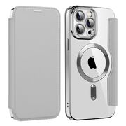 Husa pentru  iPhone 13 Pro EliteBook Executive Tip Carte cu Protectie RFID, Compatibilitate MagSafe si protectie lentile Transparent - Argintiu