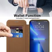 Husa pentru  iPhone 13 Pro EliteBook Executive Tip Carte cu Protectie RFID, Compatibilitate MagSafe si protectie lentile Transparent - Maro