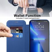 Husa pentru  iPhone 13 Pro Max EliteBook Executive Tip Carte cu Protectie RFID, Compatibilitate MagSafe si protectie lentile Transparent - Albastru