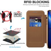 Husa pentru  iPhone 13 Pro Max EliteBook Executive Tip Carte cu Protectie RFID, Compatibilitate MagSafe si protectie lentile Transparent - Maro