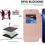 Husa pentru  iPhone 13 Pro Max EliteBook Executive Tip Carte cu Protectie RFID, Compatibilitate MagSafe si protectie lentile Transparent - Roz