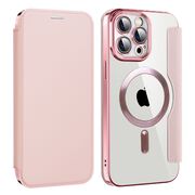 Husa pentru  iPhone 13 Pro Max EliteBook Executive Tip Carte cu Protectie RFID, Compatibilitate MagSafe si protectie lentile Transparent - Roz