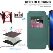 Husa pentru  iPhone 13 Pro Max EliteBook Executive Tip Carte cu Protectie RFID, Compatibilitate MagSafe si protectie lentile Transparent - Verde