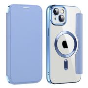 Husa pentru  iPhone 14 EliteBook Executive Tip Carte cu Protectie RFID, Compatibilitate MagSafe si protectie lentile Transparent - Albastru deschis