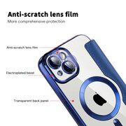 Husa pentru  iPhone 14 EliteBook Executive Tip Carte cu Protectie RFID, Compatibilitate MagSafe si protectie lentile Transparent - Albastru