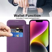 Husa pentru  iPhone 14 EliteBook Executive Tip Carte cu Protectie RFID, Compatibilitate MagSafe si protectie lentile Transparent - Mov