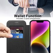 Husa pentru  iPhone 14 EliteBook Executive Tip Carte cu Protectie RFID, Compatibilitate MagSafe si protectie lentile Transparent - Negru