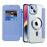 Husa pentru  iPhone 14 Plus EliteBook Executive Tip Carte cu Protectie RFID, Compatibilitate MagSafe si protectie lentile Transparent - Albastru deschis