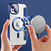 Husa pentru  iPhone 14 Plus EliteBook Executive Tip Carte cu Protectie RFID, Compatibilitate MagSafe si protectie lentile Transparent - Albastru