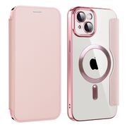 Husa pentru  iPhone 14 Plus EliteBook Executive Tip Carte cu Protectie RFID, Compatibilitate MagSafe si protectie lentile Transparent - Roz
