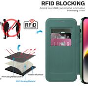 Husa pentru  iPhone 14 Plus EliteBook Executive Tip Carte cu Protectie RFID, Compatibilitate MagSafe si protectie lentile Transparent - Verde