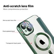 Husa pentru  iPhone 14 Plus EliteBook Executive Tip Carte cu Protectie RFID, Compatibilitate MagSafe si protectie lentile Transparent - Verde