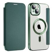 Husa pentru  iPhone 14 Plus EliteBook Executive Tip Carte cu Protectie RFID, Compatibilitate MagSafe si protectie lentile Transparent - Verde