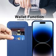 Husa pentru  iPhone 14 Pro Max EliteBook Executive Tip Carte cu Protectie RFID, Compatibilitate MagSafe si protectie lentile Transparent - Albastru