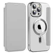 Husa pentru  iPhone 14 Pro Max EliteBook Executive Tip Carte cu Protectie RFID, Compatibilitate MagSafe si protectie lentile Transparent - Argintiu