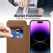 Husa pentru  iPhone 14 Pro Max EliteBook Executive Tip Carte cu Protectie RFID, Compatibilitate MagSafe si protectie lentile Transparent - Maro