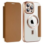 Husa pentru  iPhone 14 Pro Max EliteBook Executive Tip Carte cu Protectie RFID, Compatibilitate MagSafe si protectie lentile Transparent - Maro