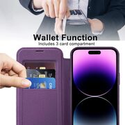Husa pentru  iPhone 14 Pro Max EliteBook Executive Tip Carte cu Protectie RFID, Compatibilitate MagSafe si protectie lentile Transparent - Mov