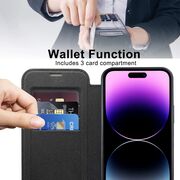 Husa pentru  iPhone 14 Pro Max EliteBook Executive Tip Carte cu Protectie RFID, Compatibilitate MagSafe si protectie lentile Transparent - Negru