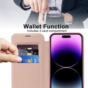 Husa pentru  iPhone 14 Pro Max EliteBook Executive Tip Carte cu Protectie RFID, Compatibilitate MagSafe si protectie lentile Transparent - Roz