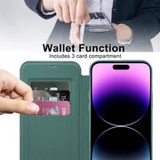 Husa pentru  iPhone 14 Pro Max EliteBook Executive Tip Carte cu Protectie RFID, Compatibilitate MagSafe si protectie lentile Transparent - Verde