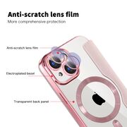 Husa pentru  iPhone 15 EliteBook Executive Tip Carte cu Protectie RFID, Compatibilitate MagSafe si protectie lentile Transparent - Roz