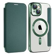 Husa pentru  iPhone 15 EliteBook Executive Tip Carte cu Protectie RFID, Compatibilitate MagSafe si protectie lentile Transparent - Verde