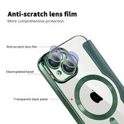 Husa pentru  iPhone 15 EliteBook Executive Tip Carte cu Protectie RFID, Compatibilitate MagSafe si protectie lentile Transparent - Verde