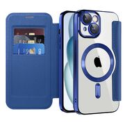 Husa pentru  iPhone 15 Plus EliteBook Executive Tip Carte cu Protectie RFID, Compatibilitate MagSafe si protectie lentile Transparent - Albastru