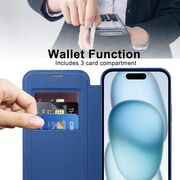 Husa pentru  iPhone 15 Plus EliteBook Executive Tip Carte cu Protectie RFID, Compatibilitate MagSafe si protectie lentile Transparent - Albastru