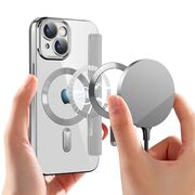 Husa pentru  iPhone 15 Plus EliteBook Executive Tip Carte cu Protectie RFID, Compatibilitate MagSafe si protectie lentile Transparent - Argintiu