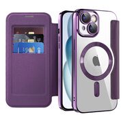 Husa pentru  iPhone 15 Plus EliteBook Executive Tip Carte cu Protectie RFID, Compatibilitate MagSafe si protectie lentile Transparent - Mov