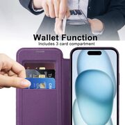 Husa pentru  iPhone 15 Plus EliteBook Executive Tip Carte cu Protectie RFID, Compatibilitate MagSafe si protectie lentile Transparent - Mov