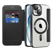 Husa pentru  iPhone 15 Plus EliteBook Executive Tip Carte cu Protectie RFID, Compatibilitate MagSafe si protectie lentile Transparent - Negru
