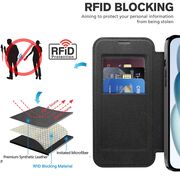 Husa pentru  iPhone 15 Plus EliteBook Executive Tip Carte cu Protectie RFID, Compatibilitate MagSafe si protectie lentile Transparent - Negru