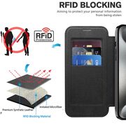 Husa pentru  iPhone 15 Pro EliteBook Executive Tip Carte cu Protectie RFID, Compatibilitate MagSafe si protectie lentile Transparent - Negru