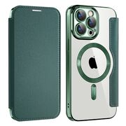 Husa pentru  iPhone 15 Pro EliteBook Executive Tip Carte cu Protectie RFID, Compatibilitate MagSafe si protectie lentile Transparent - Verde