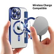 Husa pentru  iPhone 15 Pro Max EliteBook Executive Tip Carte cu Protectie RFID, Compatibilitate MagSafe si protectie lentile Transparent - Albastru