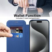 Husa pentru  iPhone 15 Pro Max EliteBook Executive Tip Carte cu Protectie RFID, Compatibilitate MagSafe si protectie lentile Transparent - Albastru
