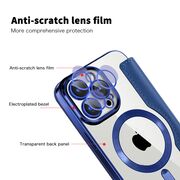 Husa pentru  iPhone 15 Pro Max EliteBook Executive Tip Carte cu Protectie RFID, Compatibilitate MagSafe si protectie lentile Transparent - Albastru