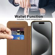 Husa pentru  iPhone 15 Pro Max EliteBook Executive Tip Carte cu Protectie RFID, Compatibilitate MagSafe si protectie lentile Transparent - Maro
