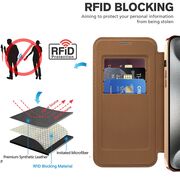 Husa pentru  iPhone 15 Pro Max EliteBook Executive Tip Carte cu Protectie RFID, Compatibilitate MagSafe si protectie lentile Transparent - Maro