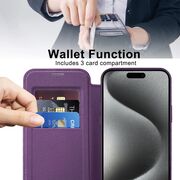 Husa pentru  iPhone 15 Pro Max EliteBook Executive Tip Carte cu Protectie RFID, Compatibilitate MagSafe si protectie lentile Transparent - Mov
