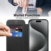 Husa pentru  iPhone 15 Pro Max EliteBook Executive Tip Carte cu Protectie RFID, Compatibilitate MagSafe si protectie lentile Transparent - Negru
