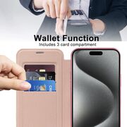 Husa pentru  iPhone 15 Pro Max EliteBook Executive Tip Carte cu Protectie RFID, Compatibilitate MagSafe si protectie lentile Transparent - Roz