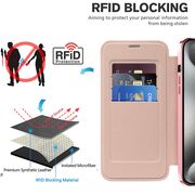 Husa pentru  iPhone 15 Pro Max EliteBook Executive Tip Carte cu Protectie RFID, Compatibilitate MagSafe si protectie lentile Transparent - Roz