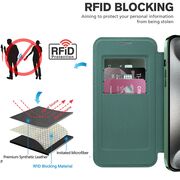 Husa pentru  iPhone 15 Pro Max EliteBook Executive Tip Carte cu Protectie RFID, Compatibilitate MagSafe si protectie lentile Transparent - Verde